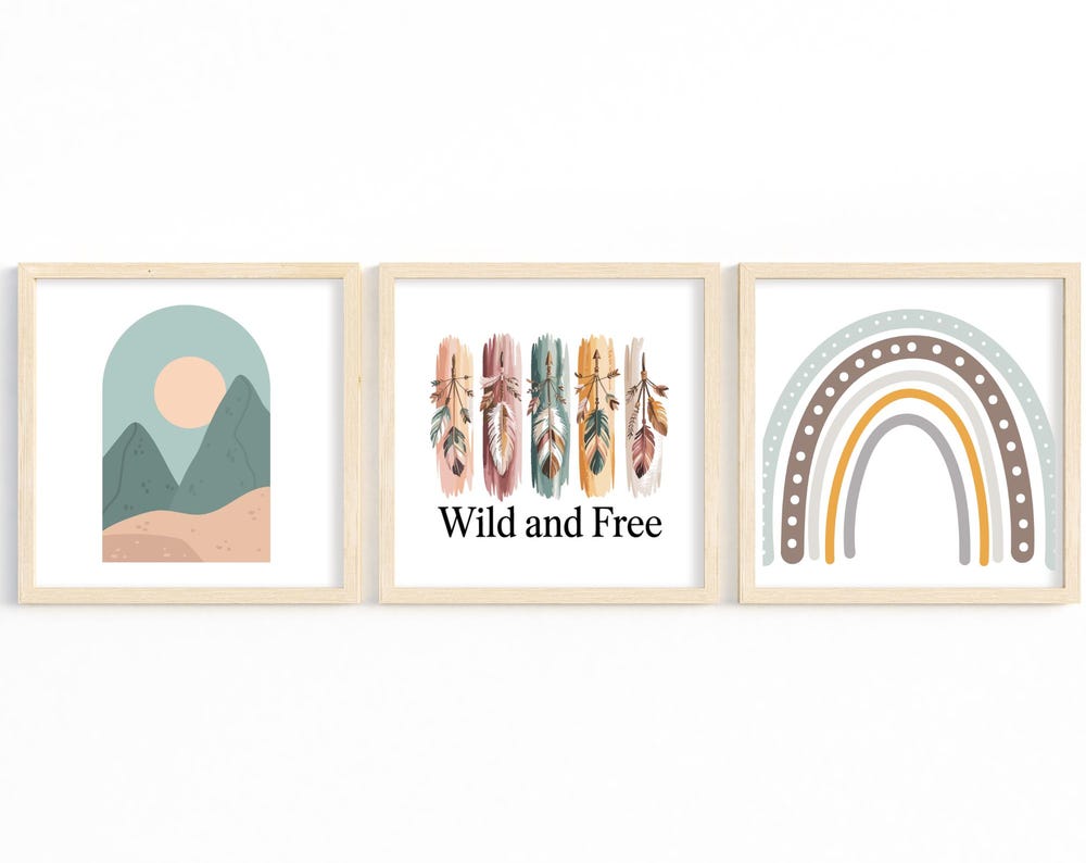 Boho Wall Art Print Set of 3