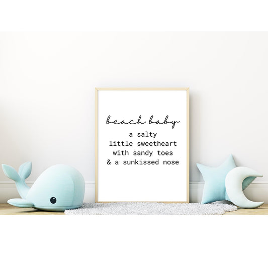 Salty toes, sandy dreams & sun-kissed cheeks…Nursery Print 8 x 8 Digital Download