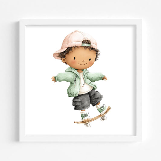 Boy Skateboard Print