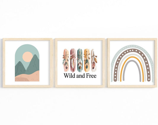 Boho Wall Art Print Set of 3